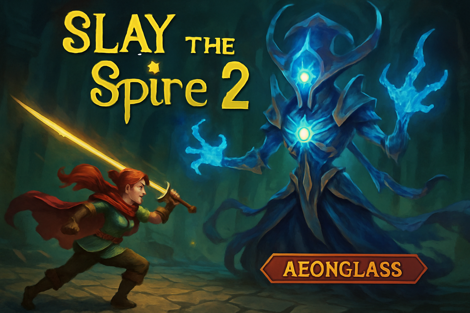 Epische Spielszene aus Slay The Spire 2 mit Aeonglass, dem neuen Boss