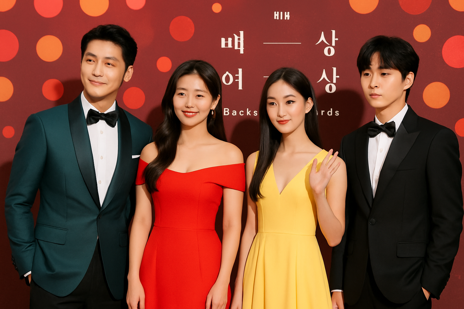 Koreanische Schauspieler auf dem roten Teppich der Baeksang Arts Awards 2023 in eleganter Abendgarderobe
