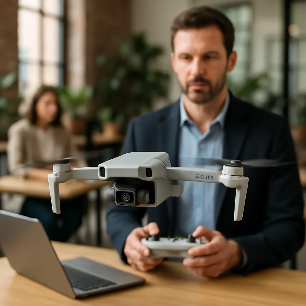 DJI Mini 4K Drohne: Innovation am Himmel 1 DJI Mini 4K Drohne fliegt über Landschaft bei Sonnenuntergang