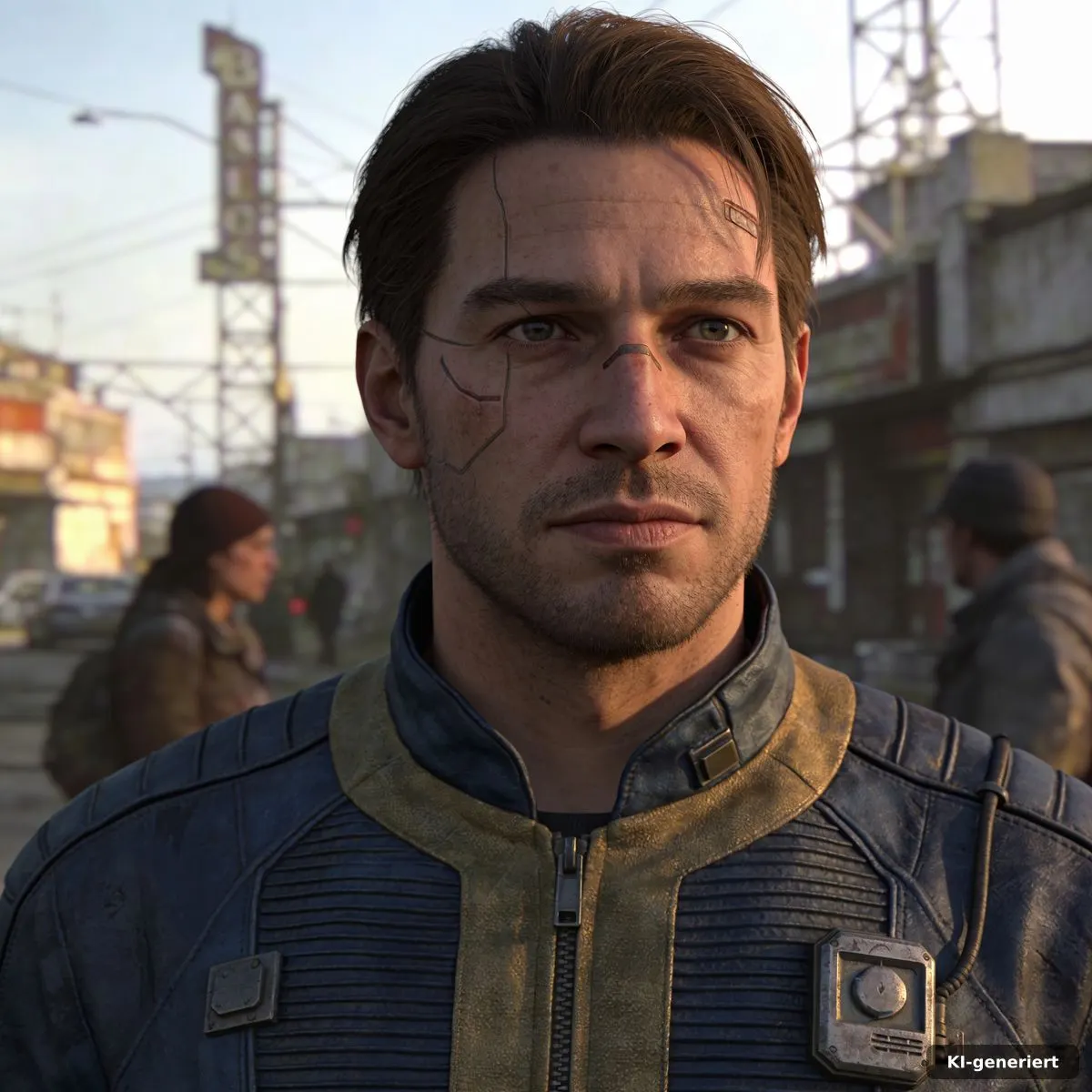Fallout 3 New Vegas Remaster auf einem modernen Gaming-Schreibtisch mit Controller und Entwicklungs-Skizzen
