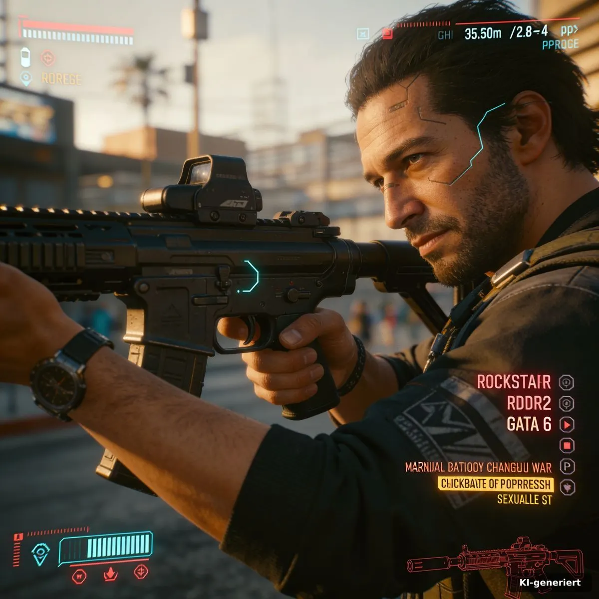 Gta 6 Waffen-realismus mit Garage, Fahrzeug und vorbereitetem Loadout für Missionen