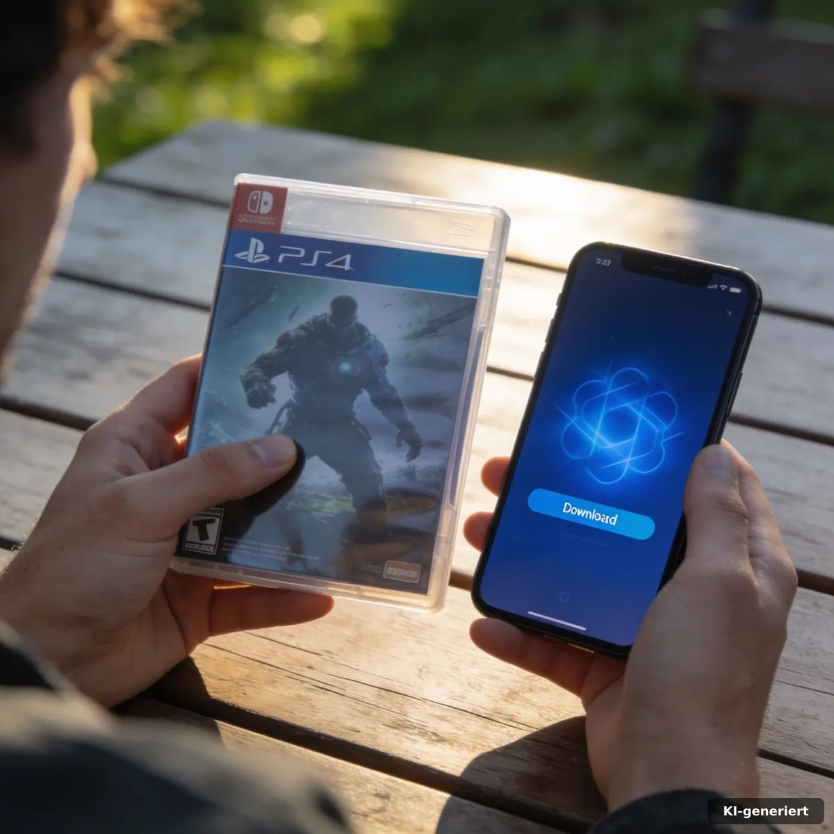 Vergleich zwischen physischer Spielehülle und digitalem Download