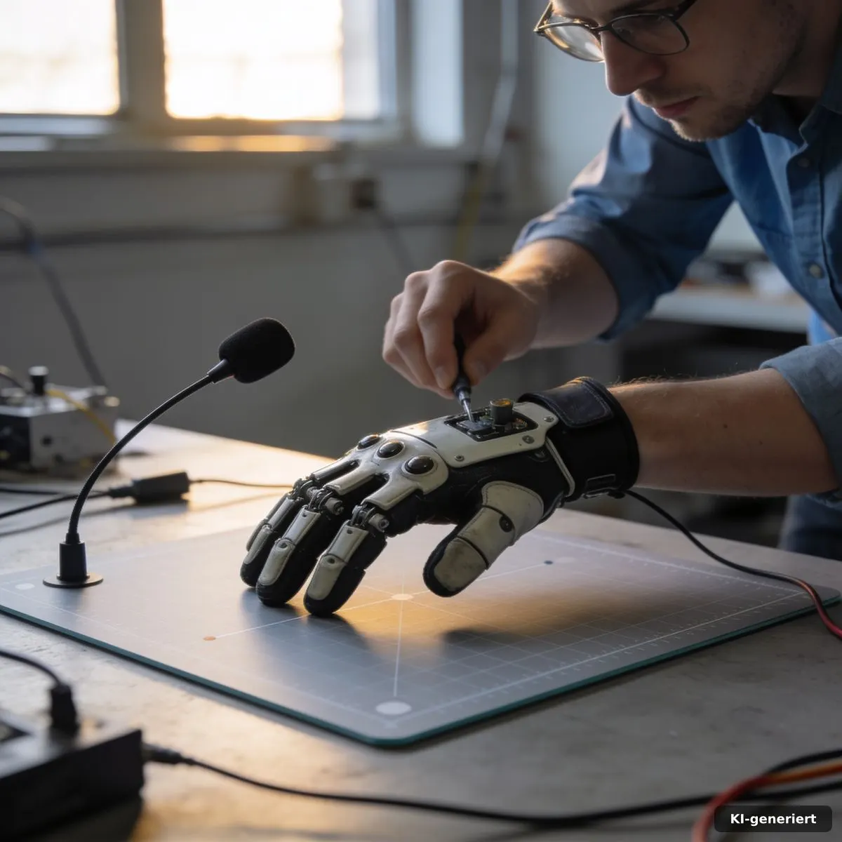 Power Glove NASA-Handschuh: Vom Hightech-Glove zum Flop 3 Technischer Test eines Bewegungs-Handschuhs an einem Werkstatttisch