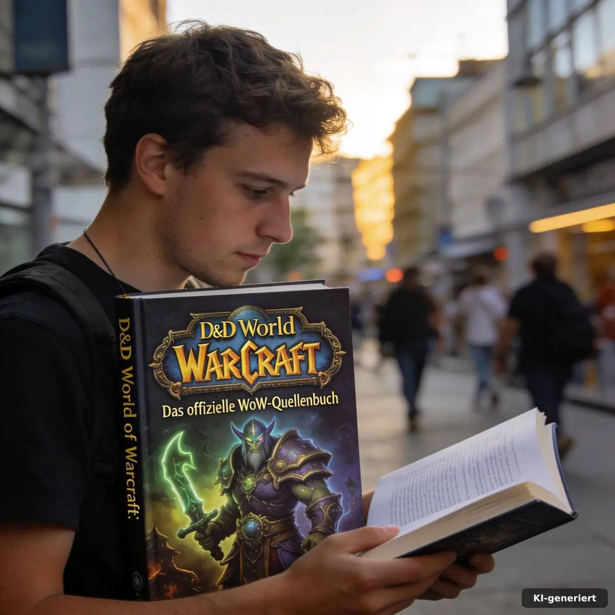 D&D World of Warcraft am Spieltisch mit Würfeln, Miniaturen und einer eisigen Zitadelle im Hintergrund
