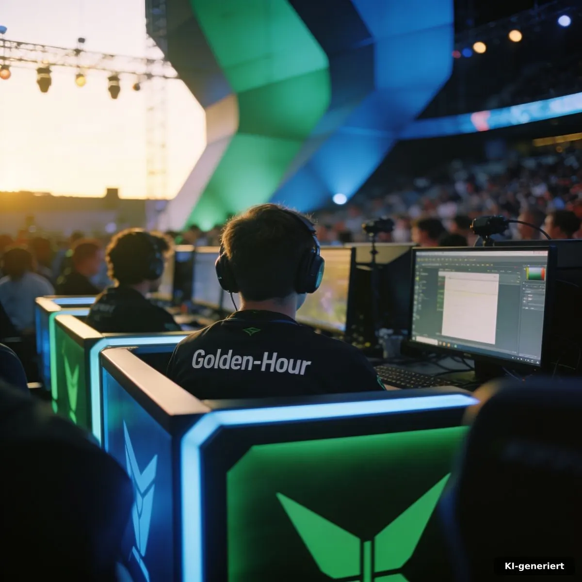 Esports Trends 2026: Turniere, Meta und neue Muster 2 Gefüllte Esports-Arena mit Spielern an beleuchteten Stationen