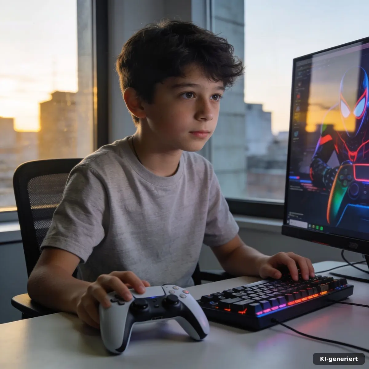 Gaming-Setup mit Controller und Tastatur für den Plattformvergleich