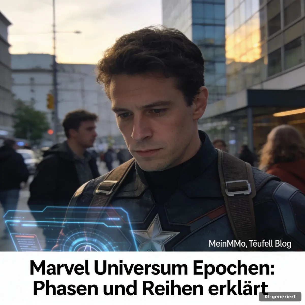 Marvel Universum Epochen als strukturierte Zeitleiste mit Comics, Filmen und farbigen Phasenkarten