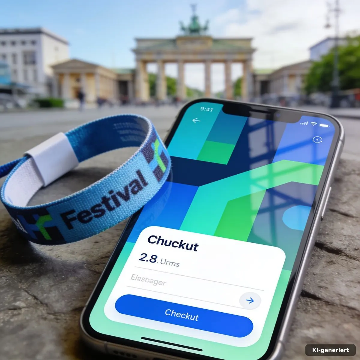 Pop Kultur Festival 2027 Early Bird Tickets Are Here 4 Festivalarmband und Smartphone als Symbol für den Ticketkauf ohne lesbare Bildschirminhalte