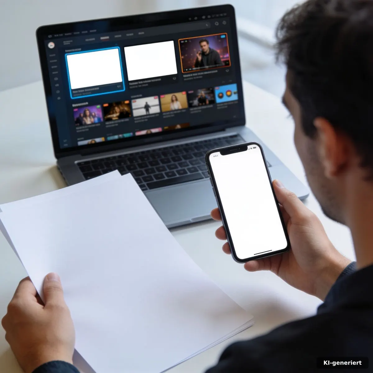 Streaming Verfügbarkeit Prüfen: Plattform, Region & Zeit 2 Person vergleicht Streaming-Plattformen auf Laptop und Smartphone